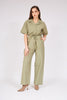 Gathered Waist Jumpsuit - DARK GREEN - Lebbse