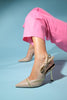 GLEN Beige Skin Zipper Detailed Women's High Heeled Shoes - Lebbse