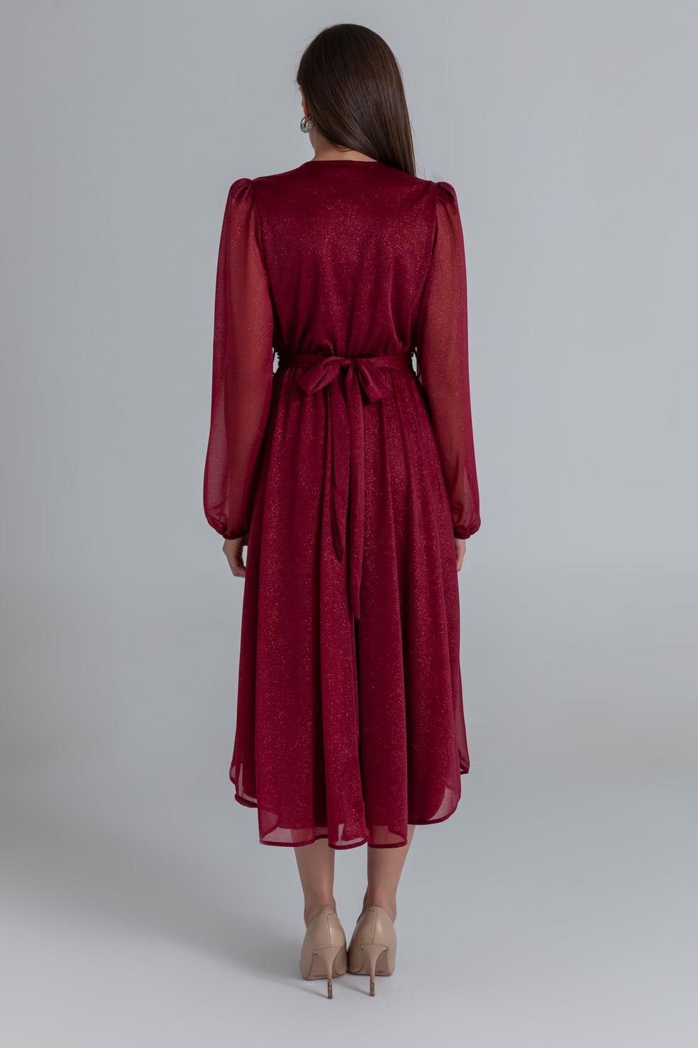 Glittery Evening Dress - DARK RED - Lebbse