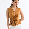 Gold Sleeveless V Neck Blouse - Lebbse