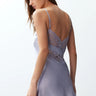 Gray Lace Back Rope Strap Satin Woven Nightgown - Lebbse