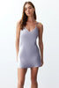 Gray Lace Back Rope Strap Satin Woven Nightgown - Lebbse