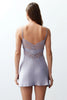 Gray Lace Back Rope Strap Satin Woven Nightgown - Lebbse