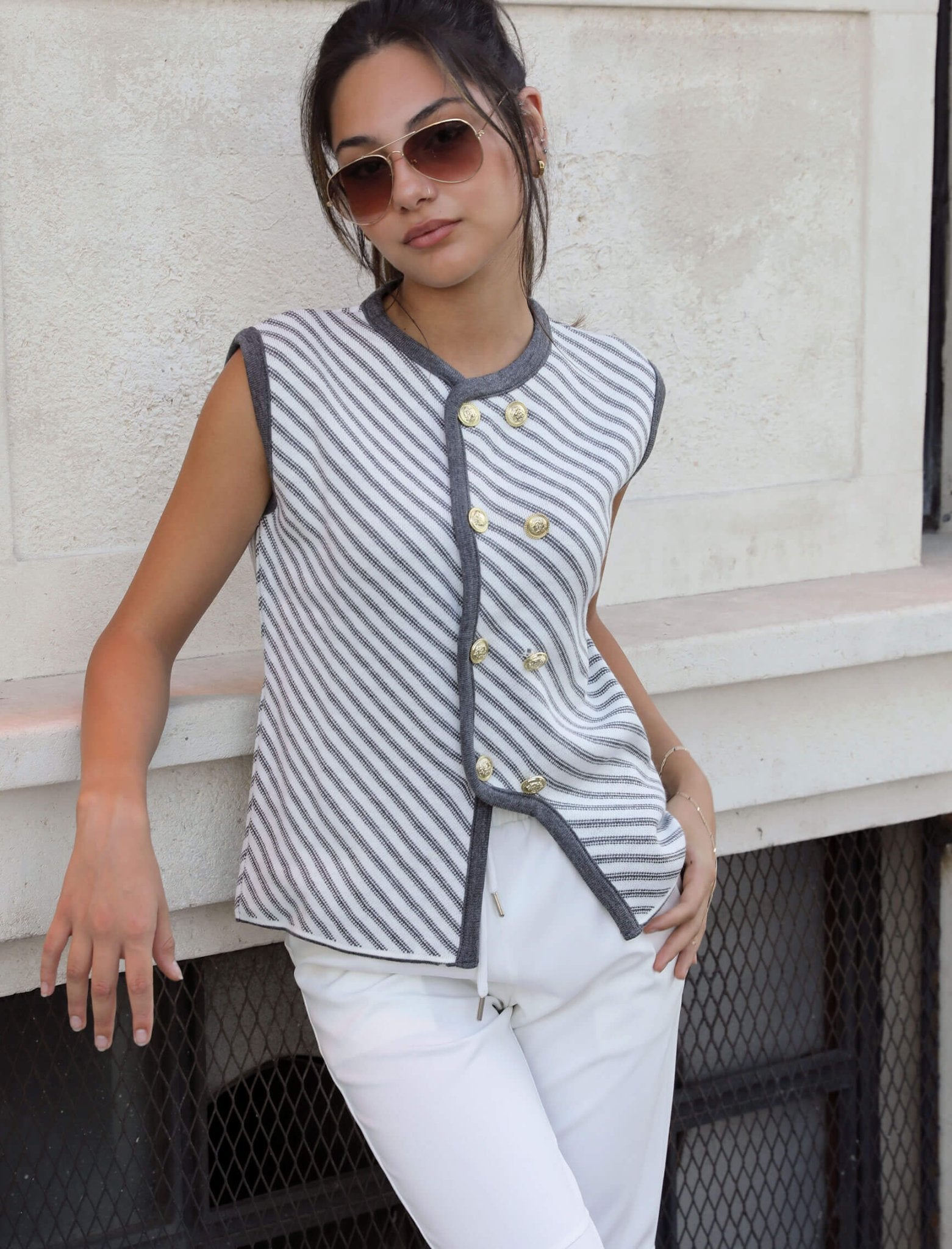 Gray White Mass Vest - Lebbse