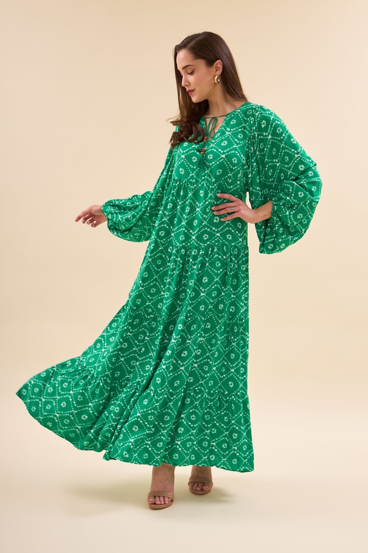 Green Cologne Long Dress - Lebbse