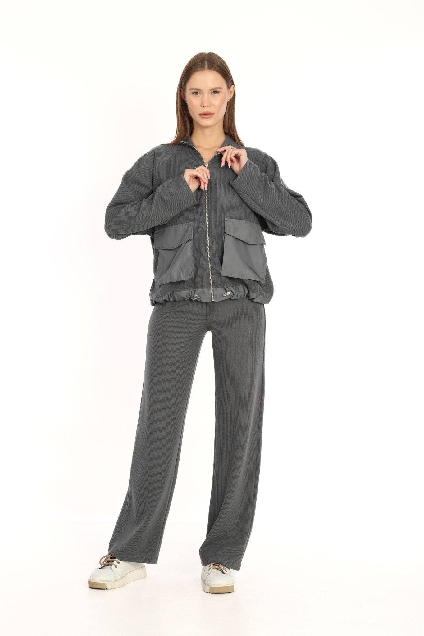 grey Knitwear Suit - Lebbse