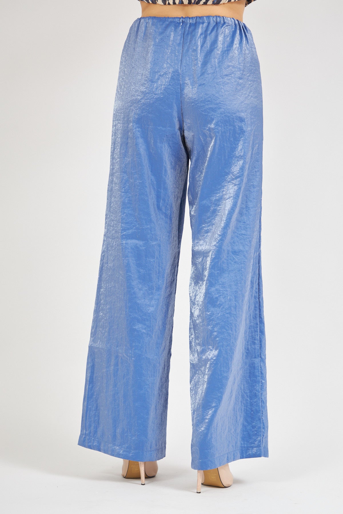 High Waist Shiny Trousers Blue - Lebbse