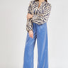 High Waist Shiny Trousers Blue - Lebbse