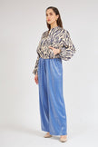 High Waist Shiny Trousers Blue - Lebbse