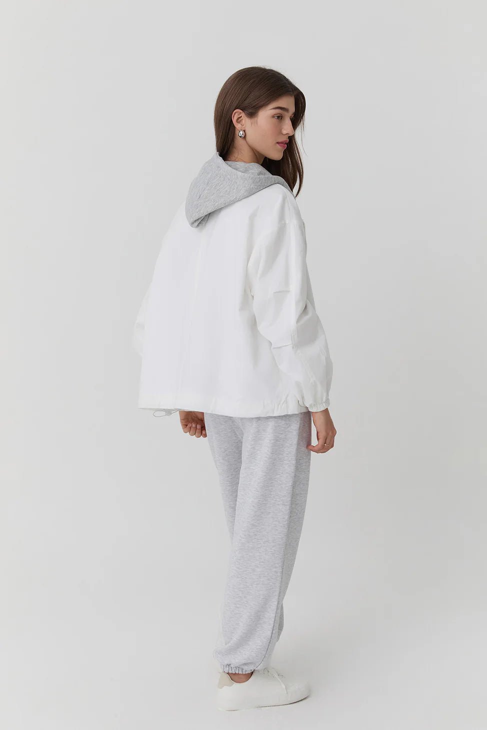 Hooded Pocket Detailed Jacket White - Lebbse