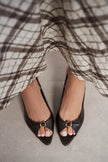RONE Coffee Matte Leather Pointed Toe Open Buckle Women’s Shoes