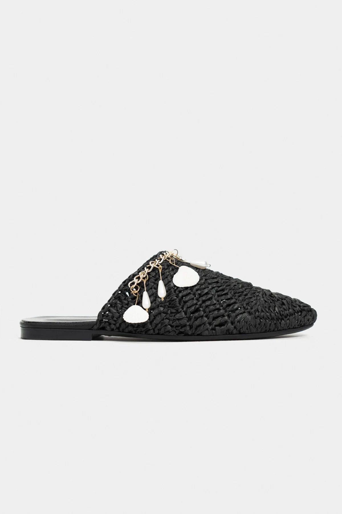 LISA Black Knitted Sea Shell Detail Women’s Slippers
