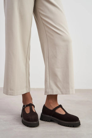 STANA BROWN BUCKLE DETAIL THICK SOLE WOMEN'S SHOES - Pre order