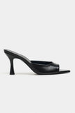 FENRIR BLACK RUSTIC PATTERN SQUARE-TOE HIGH HEEL WOMEN’S SLIPPERS
