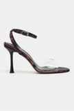 VESPER LEOPARD SATIN TRANSPARENT FRONT HIGH HEEL WOMEN’S SHOES