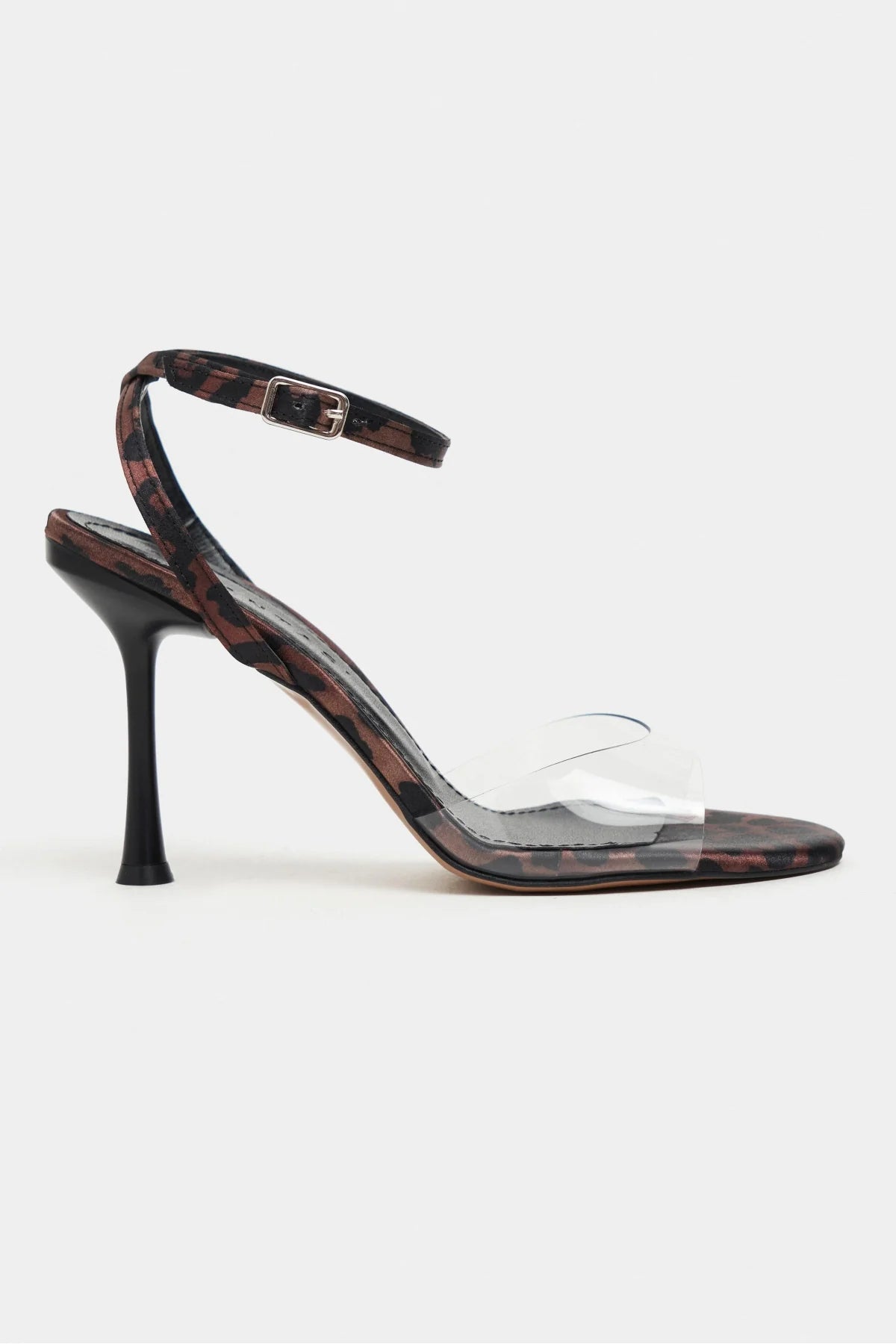 VESPER LEOPARD SATIN TRANSPARENT FRONT HIGH HEEL WOMEN’S SHOES