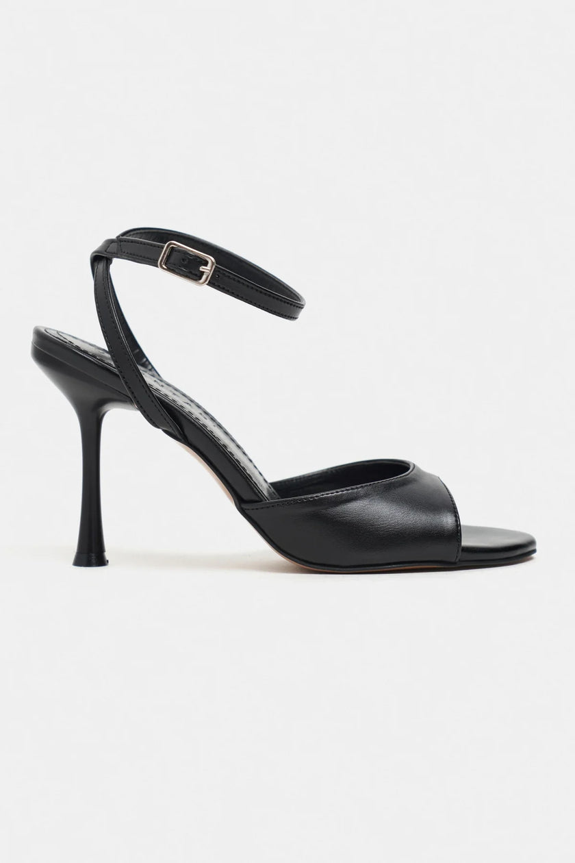 CHARMS Black Matte Ankle Strap Detail Women’s High Heels