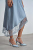 VELA Baby Blue Rustic Ankle Strap Open Toe Women’s Heels