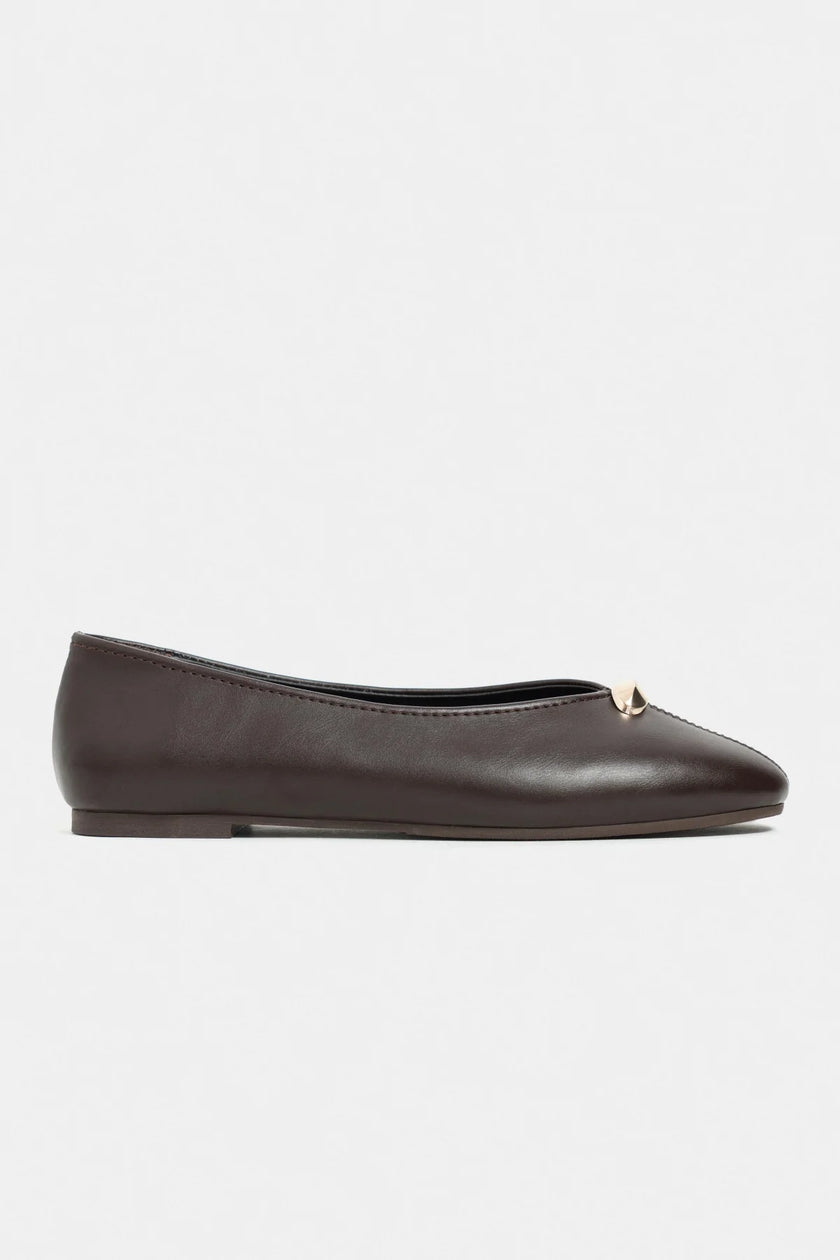 ASHY Coffee Matte Flat Women’s Ballet Shoes