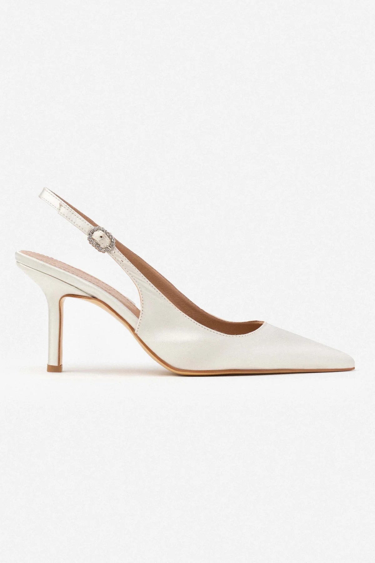 MENDY PEARL SATIN BELT DETAIL POINTED TOE WOMEN'S HEEL SHOES