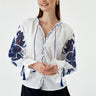 Judge Collar Embroidered White Women's Shirt - Lebbse