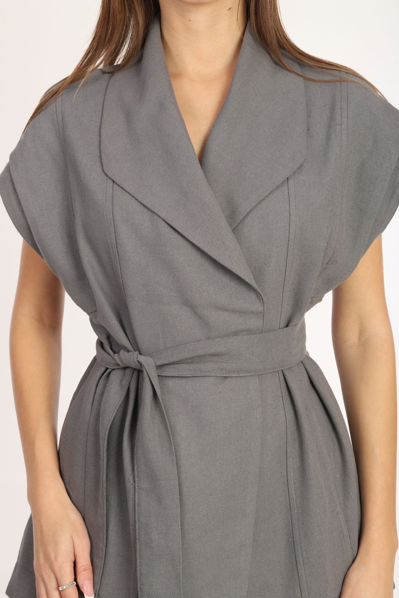 Juno Vest Belted Suit Gray | CLOTHES | Set | Lebbse Juno Vest Belted Suit Gray | CLOTHES | Set | Lebbse