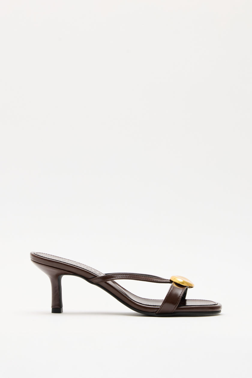 Vintage Buckle Bitter Brown Women’s Heeled Sandals