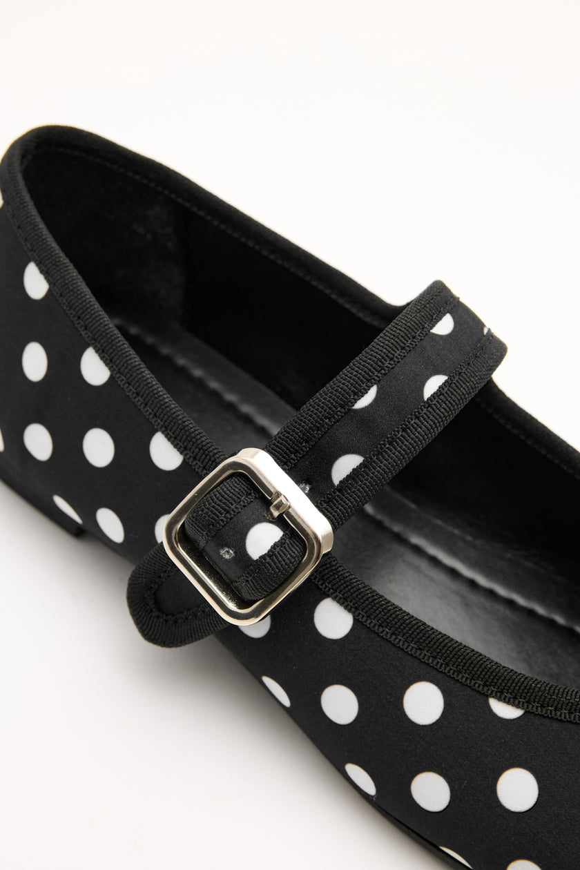 Ankle Strap Polka Dot Black Women’s Flats
