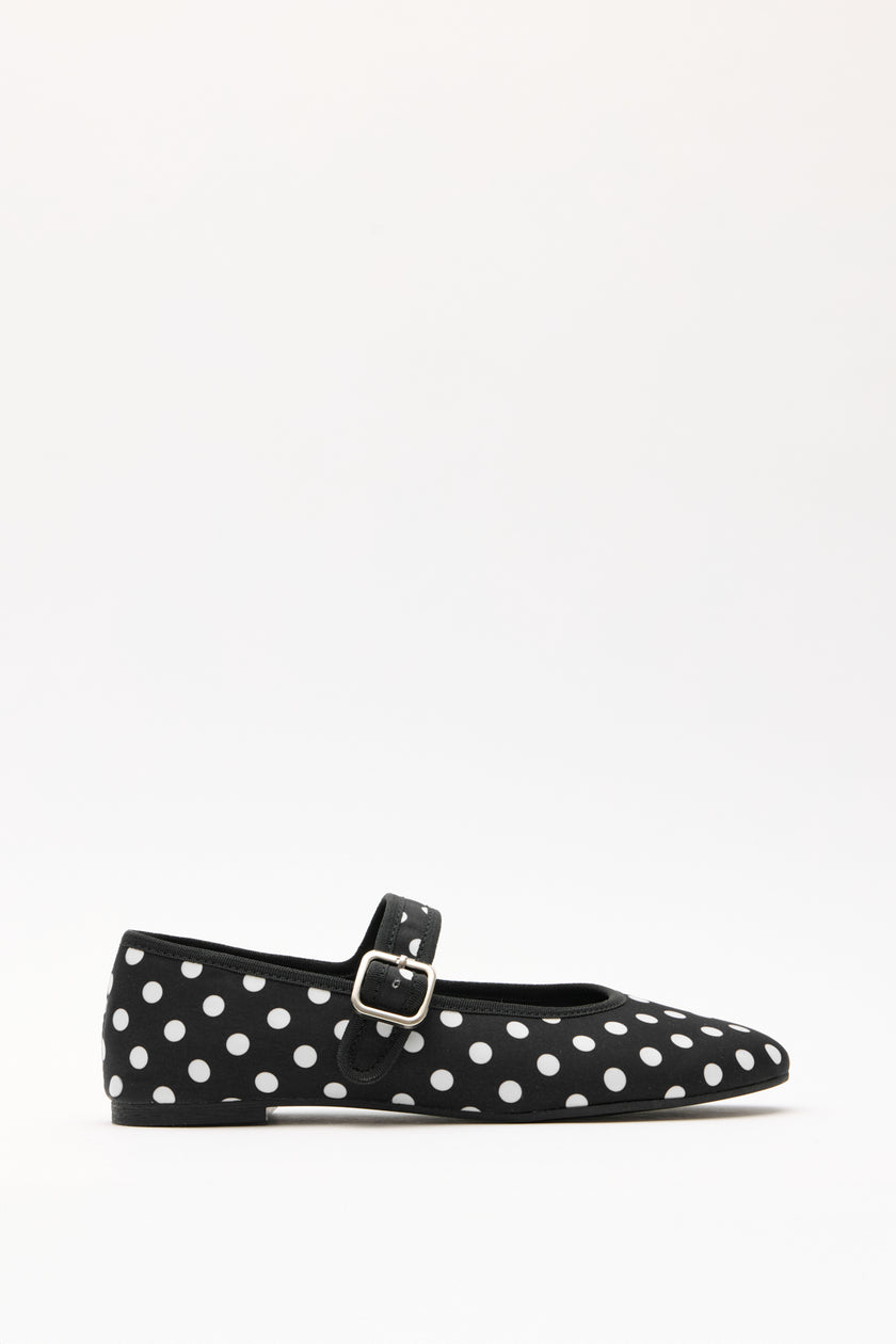 Ankle Strap Polka Dot Black Women’s Flats