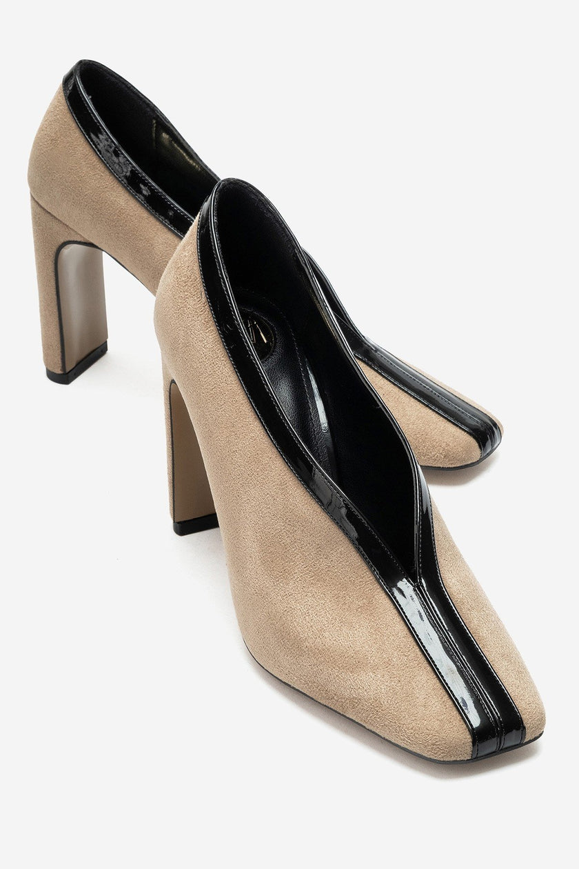 NORE Beige Suede Block Heel Shoes – 9 cm Heels