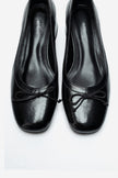 Gipsy – Black Crinkled Patent Bow Detail Block Heel Shoes