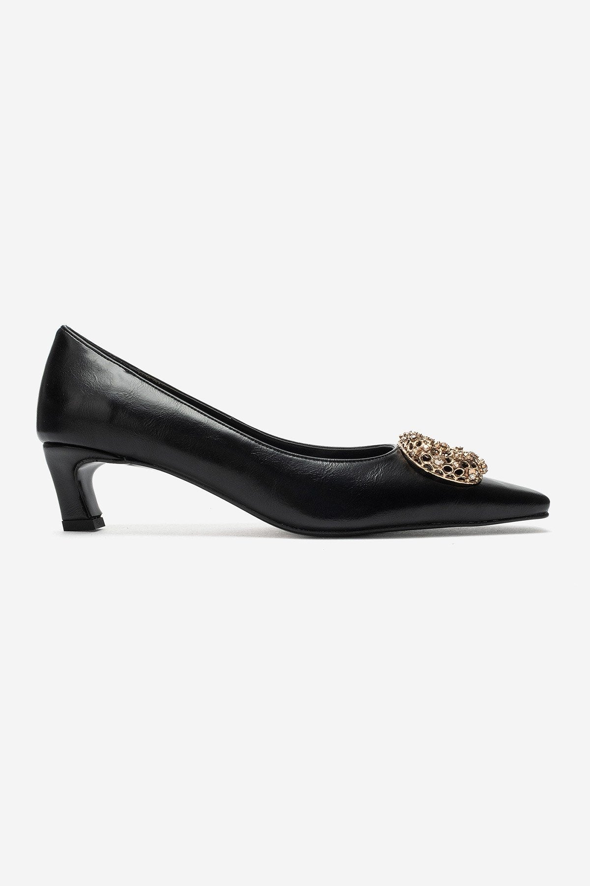 Marte – Black Buckle Detail Low-Heel Shoes