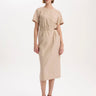 Leather Belt Detailed Dress Beige - Lebbse