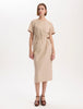 Leather Belt Detailed Dress Beige - Lebbse