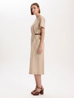 Leather Belt Detailed Dress Beige - Lebbse