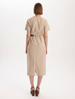 Leather Belt Detailed Dress Beige - Lebbse