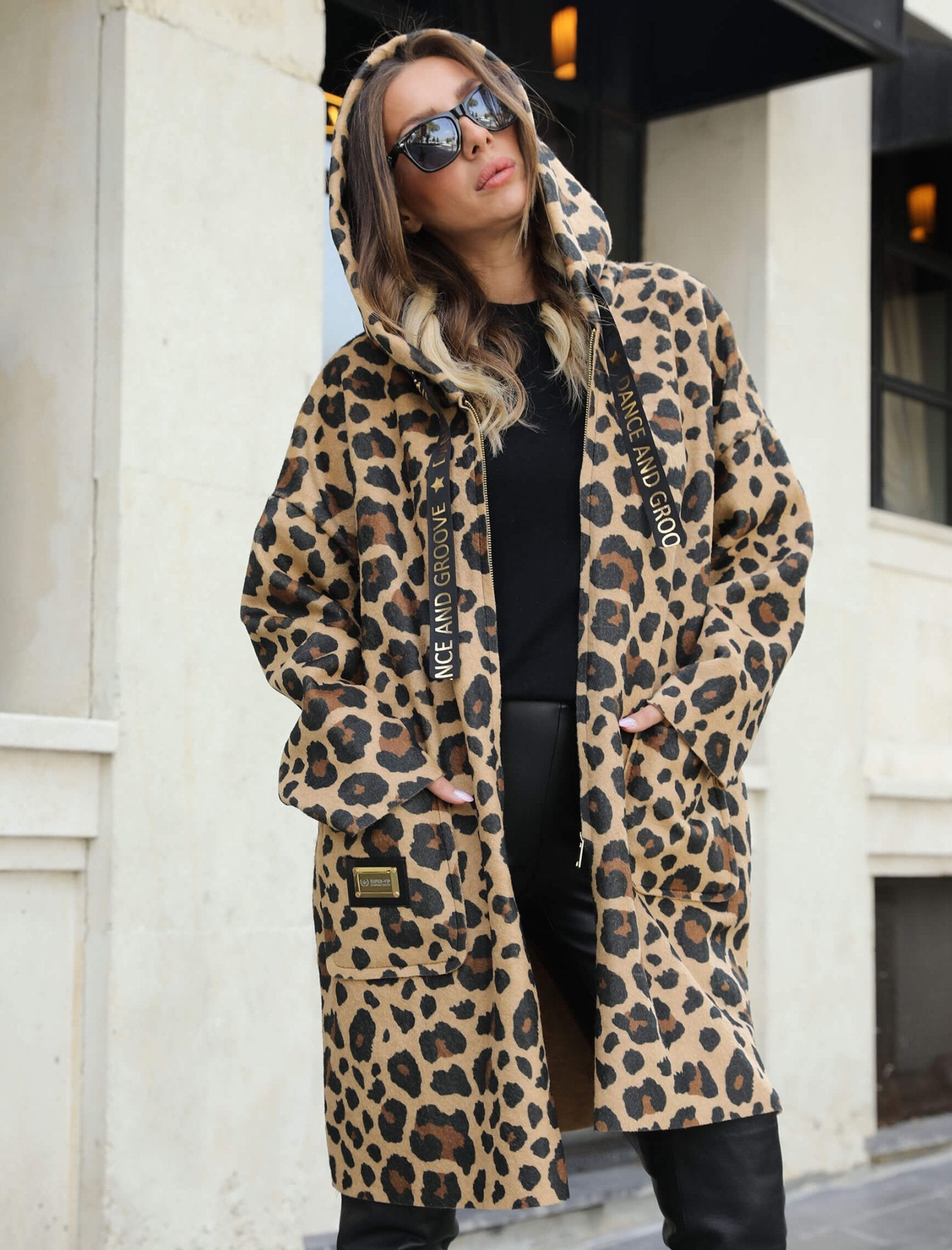 Leopard Pattern Design Hooded Coat - Lebbse