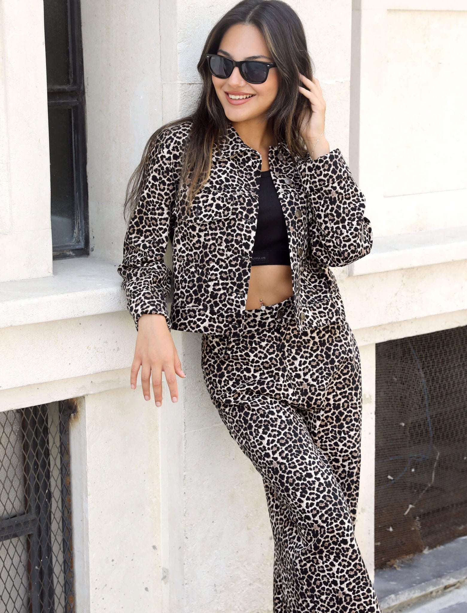 Leopard Pattern Gabardine Suit - Lebbse