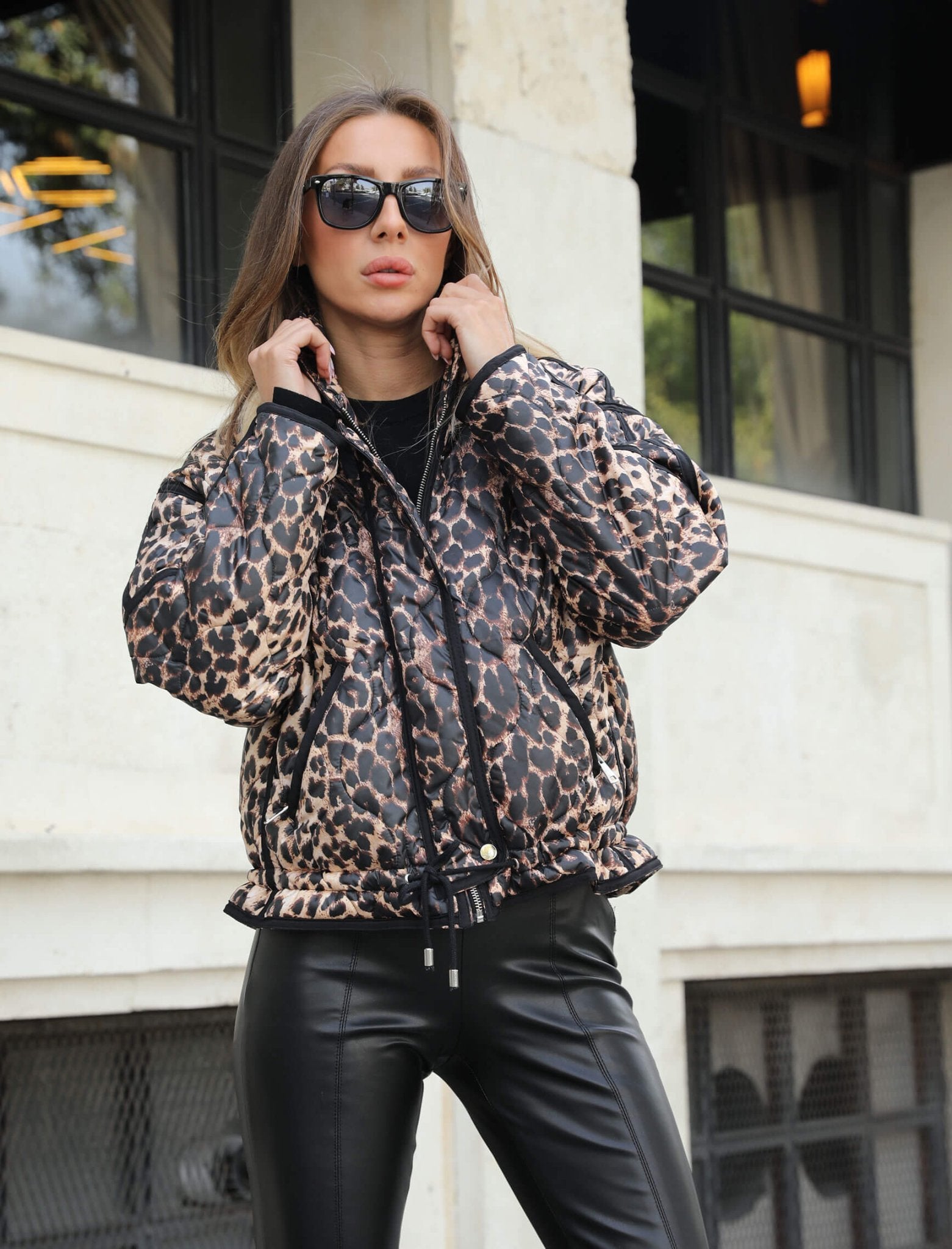 Leopard Pattern Puffer Jacket - Lebbse