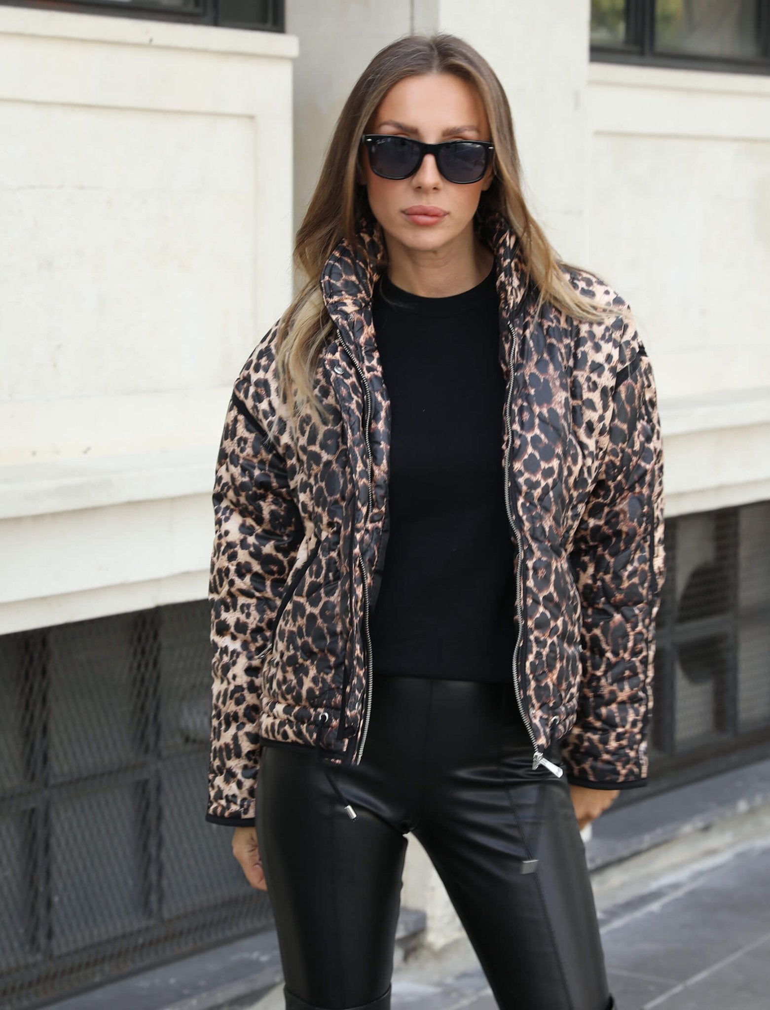 Leopard Pattern Puffer Jacket - Lebbse