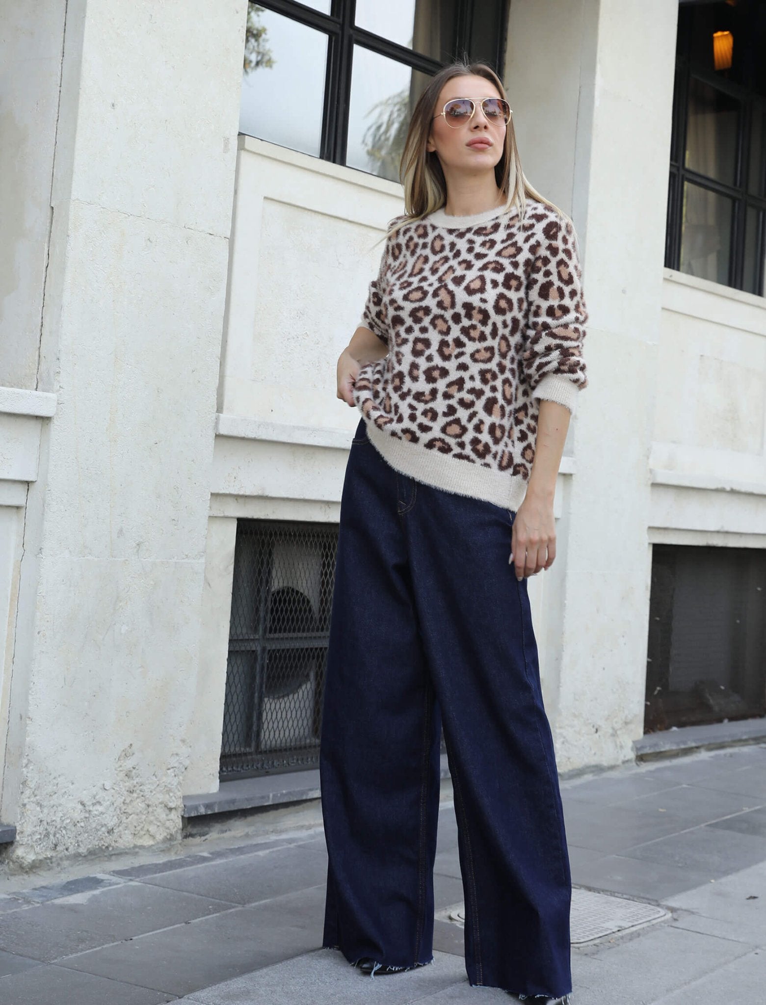 Leopard pattern Soft Sweater - Lebbse