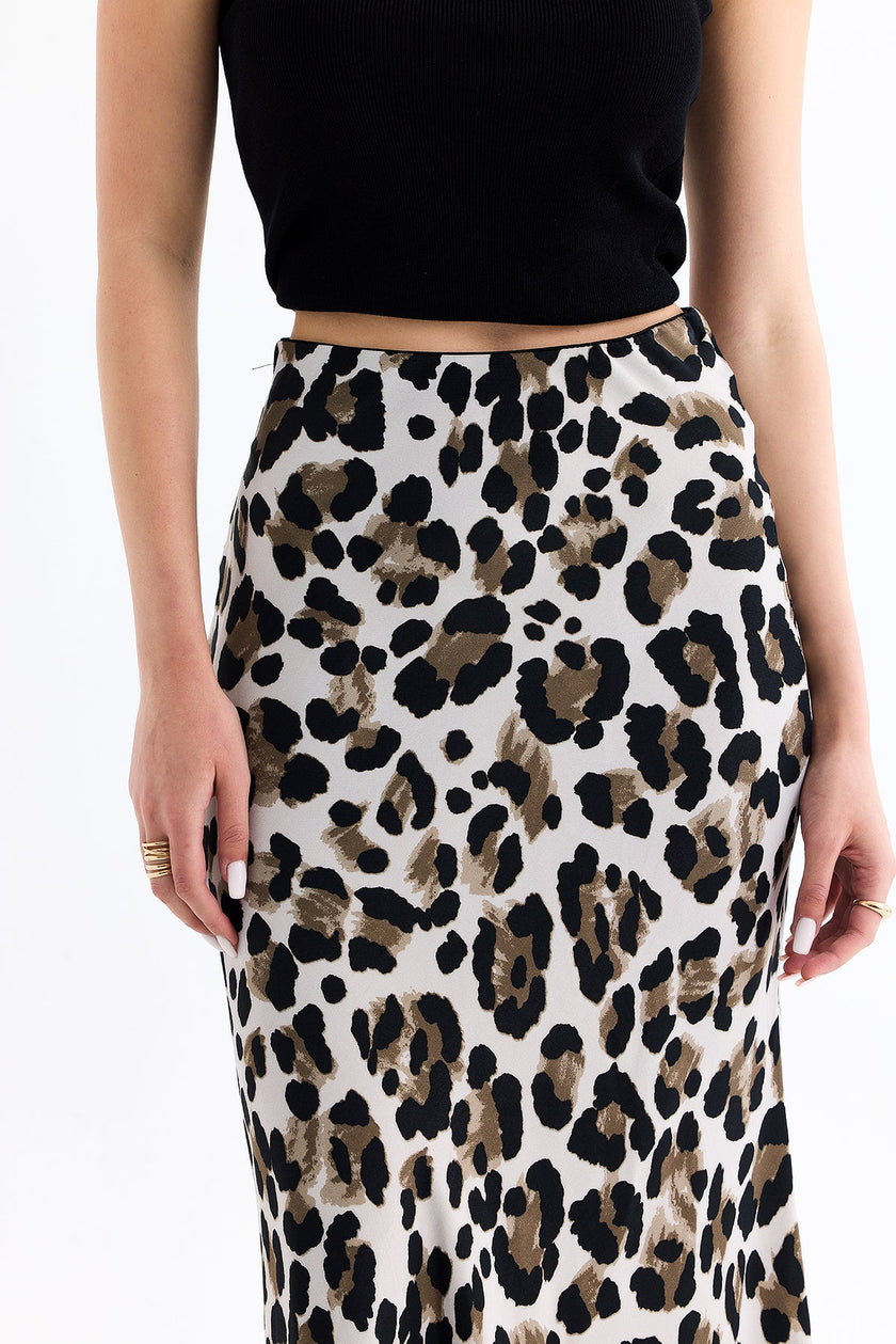 Leopard Patterned Skirt Gray - Lebbse