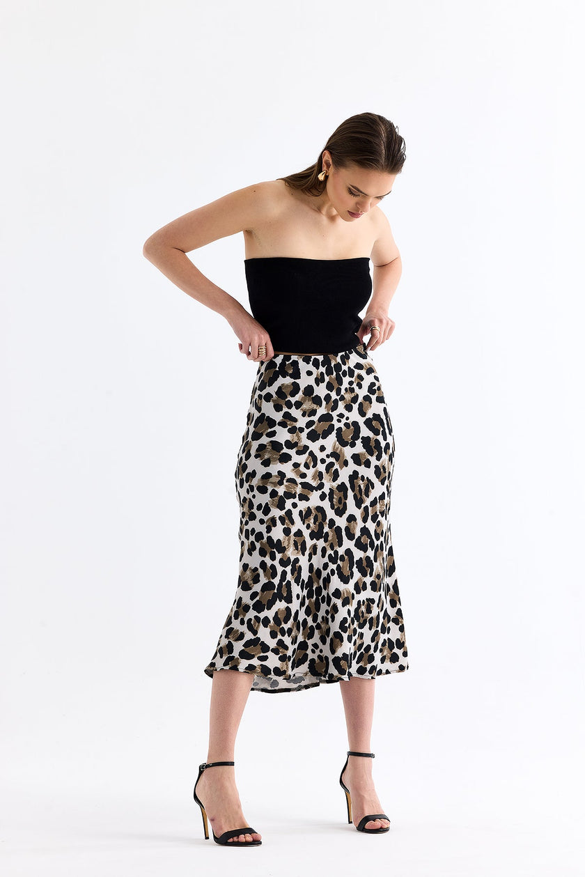 Leopard Patterned Skirt Gray - Lebbse