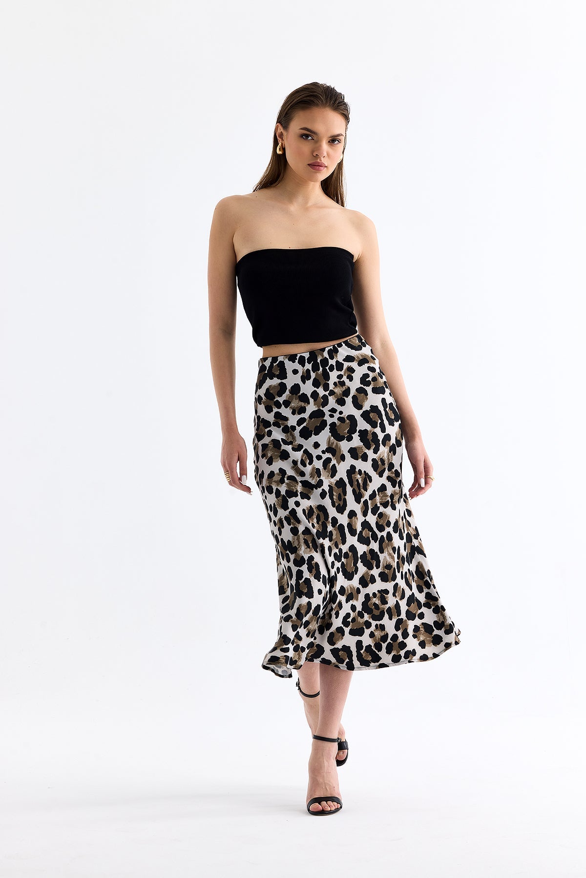 Leopard Patterned Skirt Gray - Lebbse