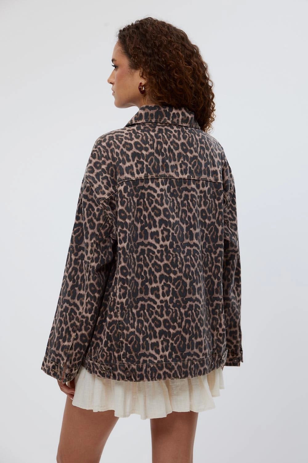 Leopard Patterned Thin Brown Women's Jacket - Lebbse