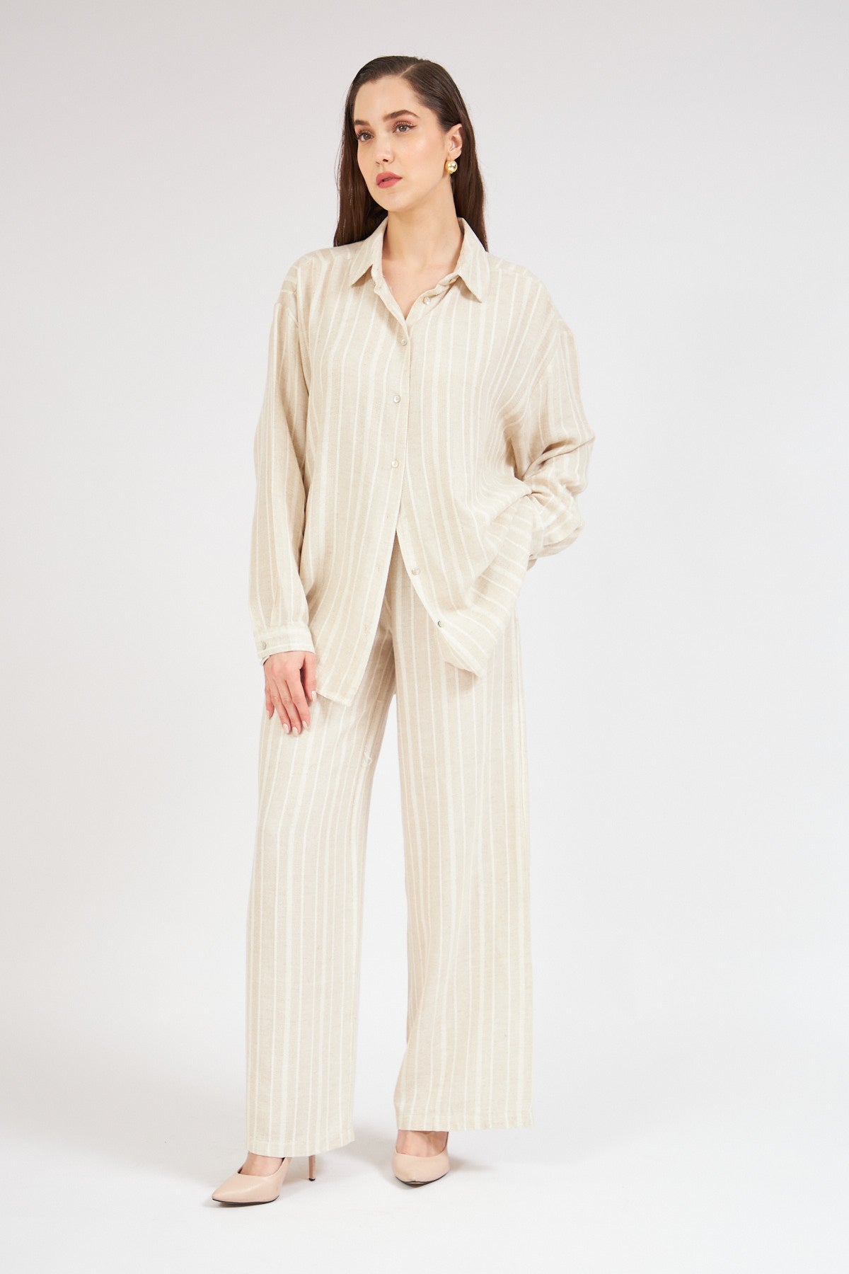 linen beige suit - Lebbse