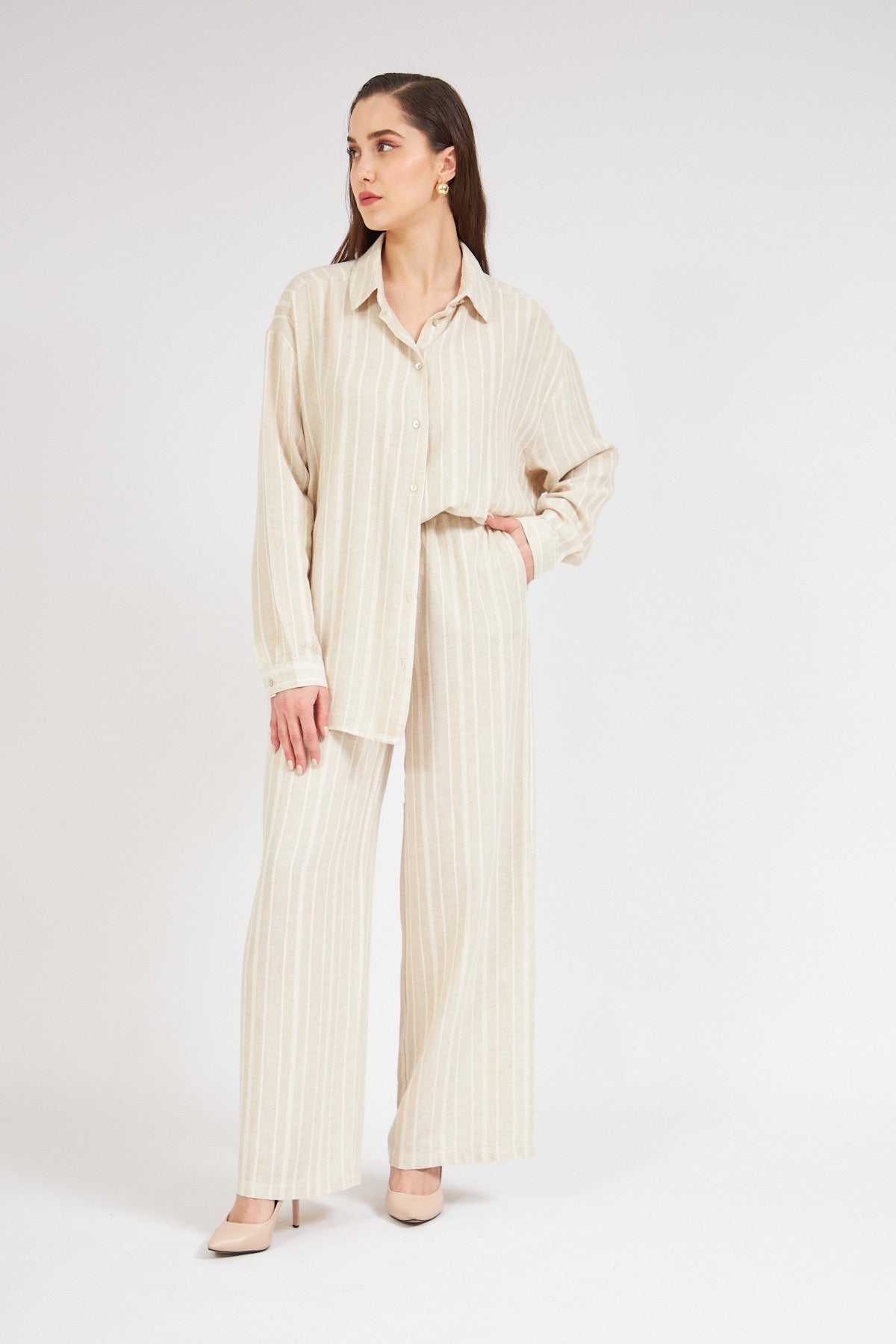 linen beige suit - Lebbse