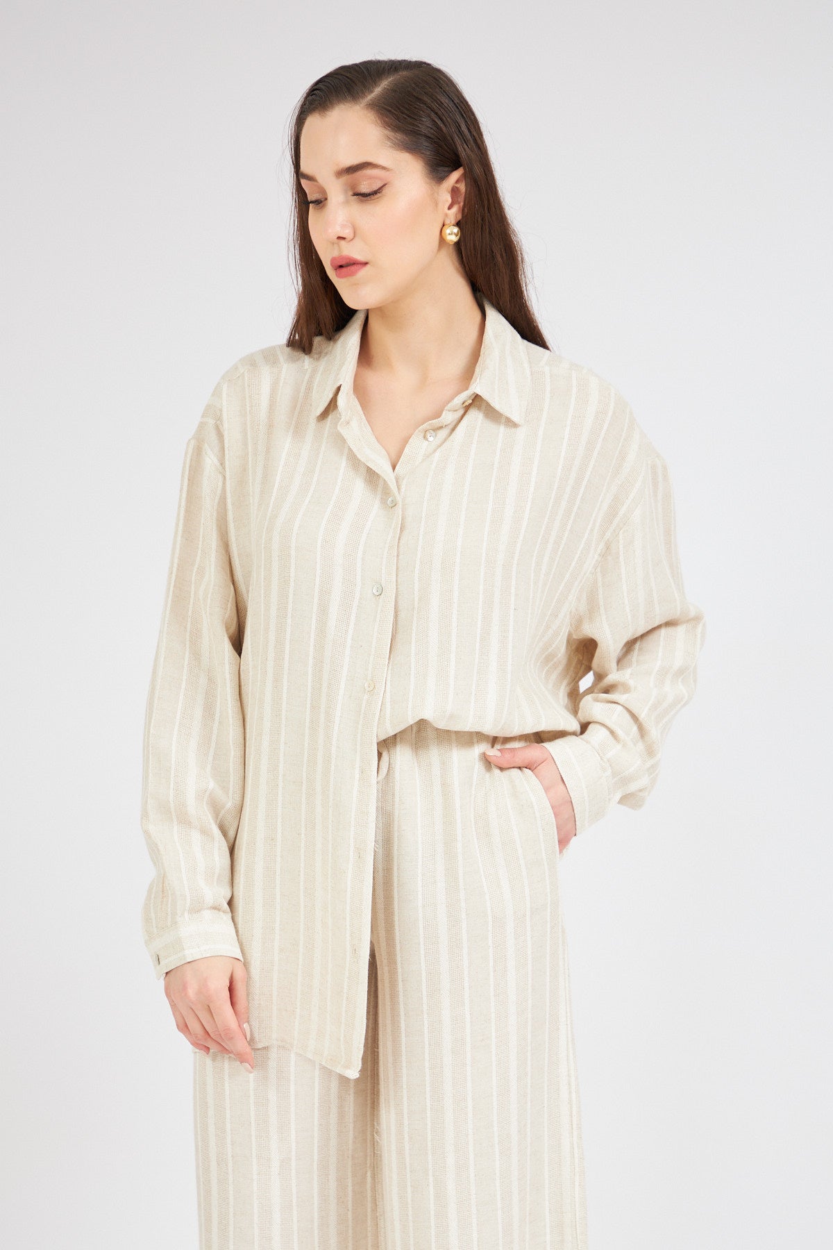 linen beige suit - Lebbse