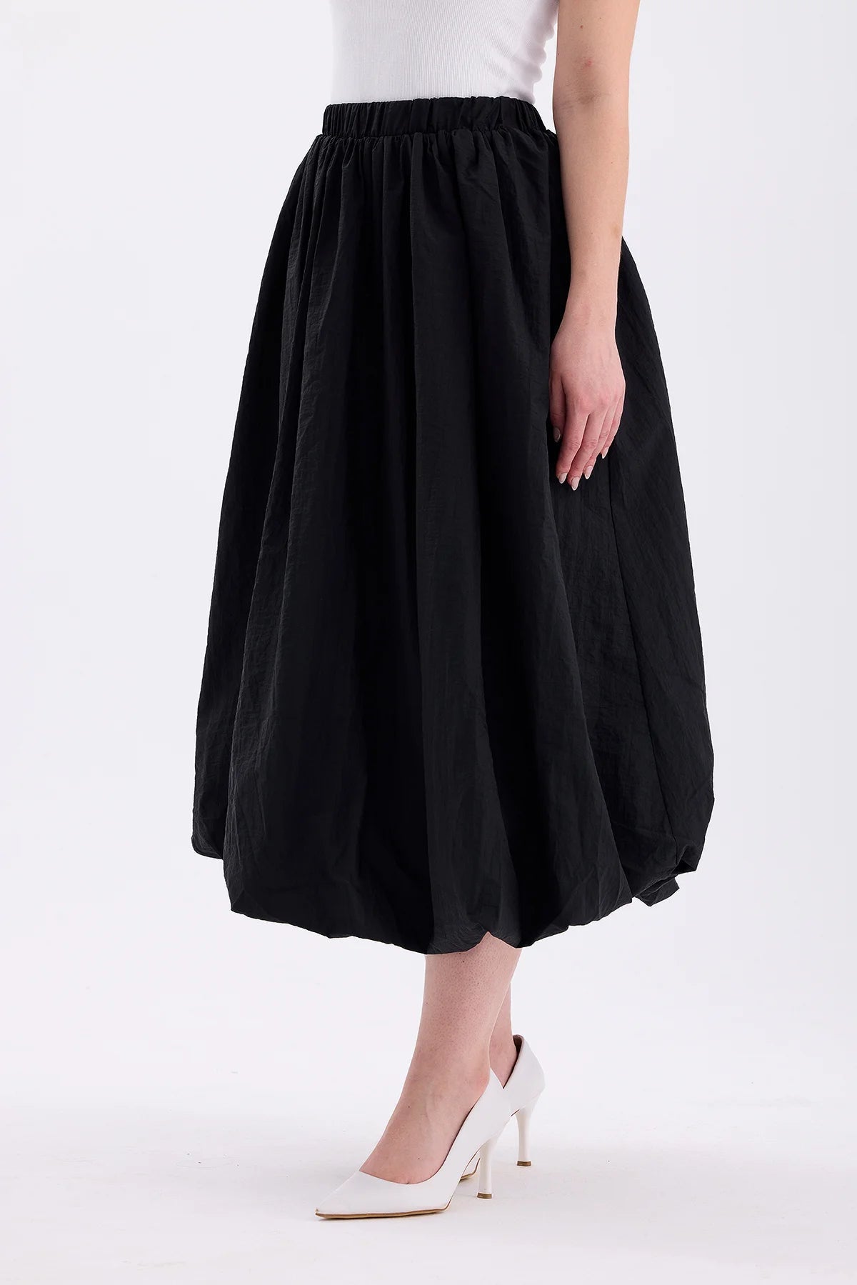 Long Balloon Skirt Black - Lebbse