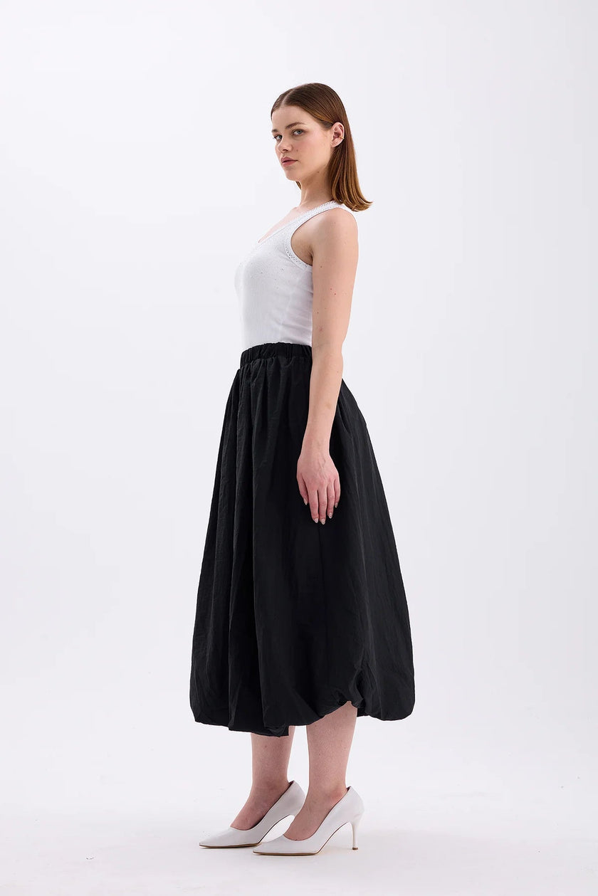Long Balloon Skirt Black - Lebbse
